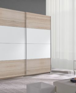 Šatní skříň s posuvnými dveřmi Eunice – dub sonoma / bílá