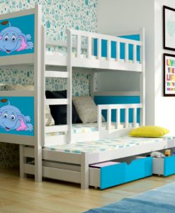 Modrá patrová postel s přistýlkou Evita 24