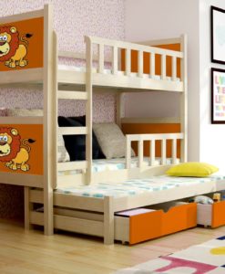 Oranžová patrová postel s přistýlkou Evita 22