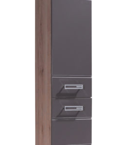 Vysoká skříňka Demario - dub san remo / šedý lesk
