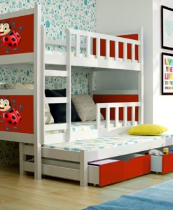 Červená patrová postel s přistýlkou Evita 26