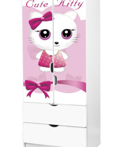 Dětská šatní skříň Cute Kitty růžová