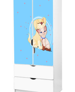 Dětská šatní skříň Pejsek s kočičkou