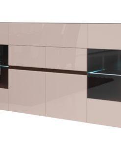Prosklená komoda Sicilia 2 tmavá s LED osvětlením