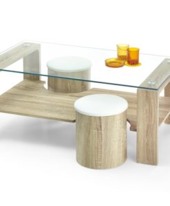Skleněný konferenční stolek s taburety Sonel