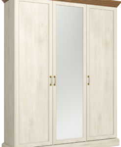 Třídveřová šatní skříň se zrcadlem Meryl 3 - borovice nordic / dub divoký